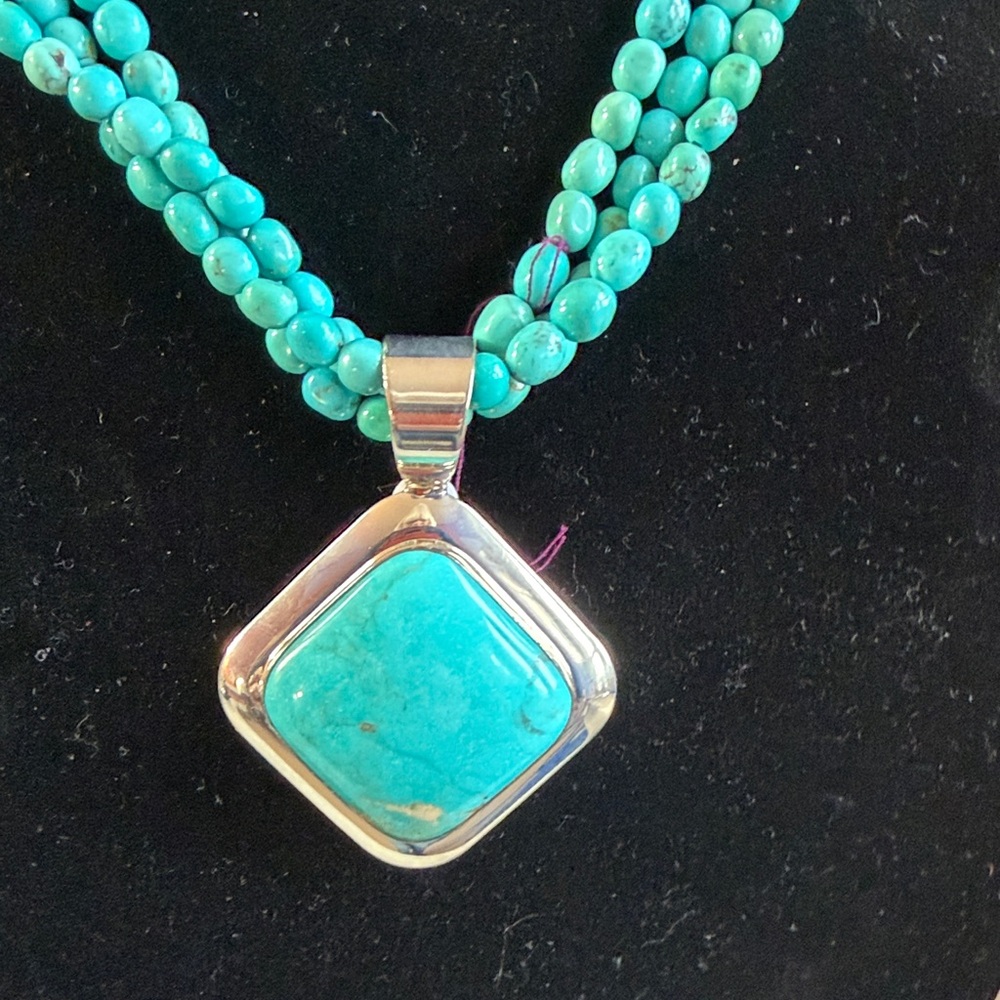 ✨ Jay King Turquoise Multi-Strand Necklace – Sterling Silver Pendant – NEW (188)
